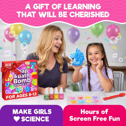 Doctor Jupiter Glam Science, DIY Makeup Craft Kit for Girls Ages 6+ | 50+ Beauty Recipes - Make Your Own Makeup, Perfume, Lip Gloss, Bath Bomb| Birthday Gift Ideas for 6-7-8-9-10-11-12 Year Olds