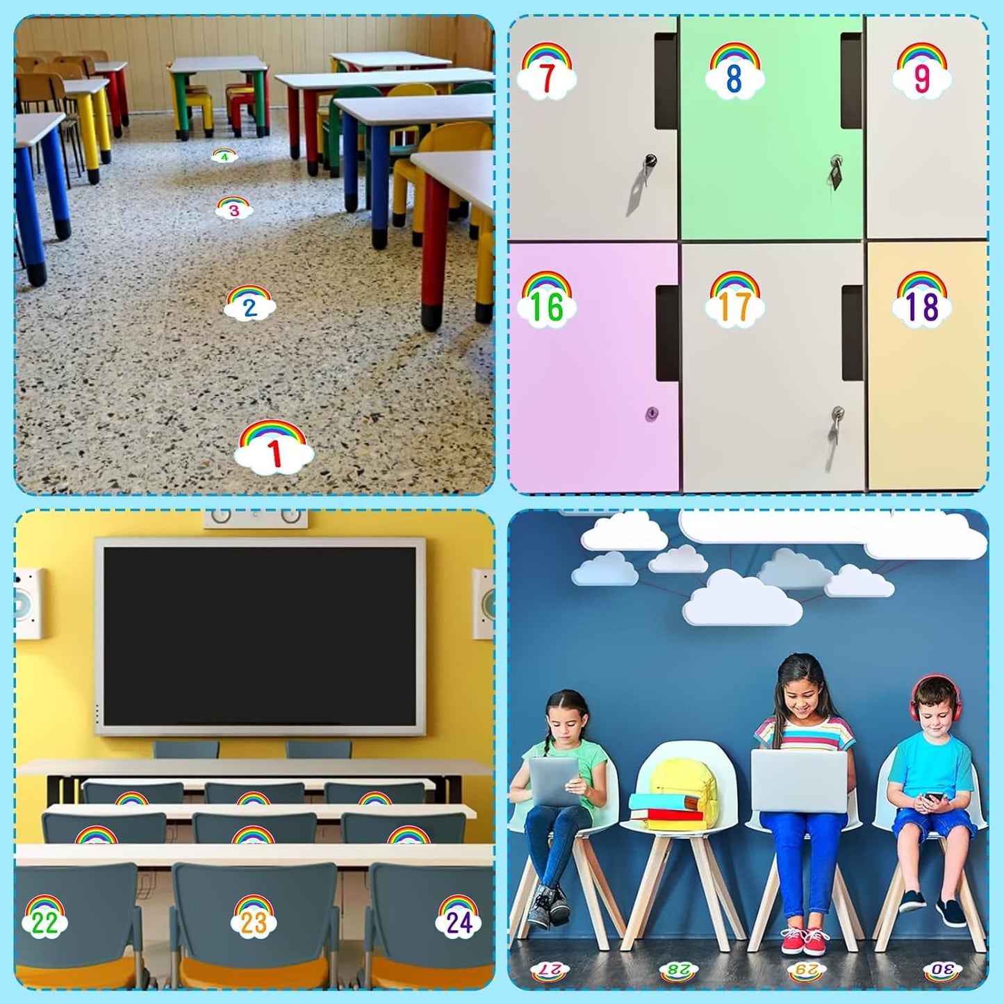 SICOHOME Number Spot Markers Stickers - 36Pcs Line up Spots for Classroom Floor Number Stickers for Classroom Line up Dots Numbers Floor Numbers Back to School Kindergarten Preschool Supplies
