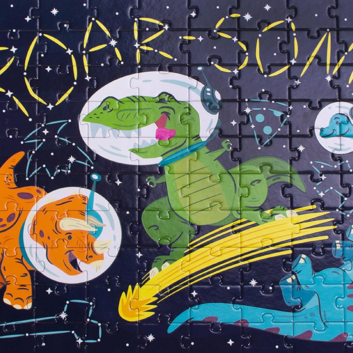 Chuckle & Roar - Roar-Some Glow in The Dark Jigsaw Puzzle for Kids - 100 Piece Educational Space Dino Puzzle - Ages 6+ - Fun Learning, Fine Motor Skills, Screen Free Activity