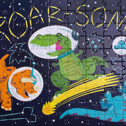 Chuckle & Roar - Roar-Some Glow in The Dark Jigsaw Puzzle for Kids - 100 Piece Educational Space Dino Puzzle - Ages 6+ - Fun Learning, Fine Motor Skills, Screen Free Activity
