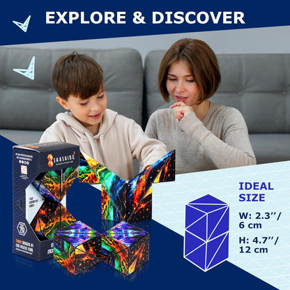 Shashibo Octa Shape Shifting Box - STEM Fidget Toy with Ultra Strong Magnets, Perfect Sensory Gift for Kids, Teens, and Adults – Pairs w/All Shashibo Cubes (Infinity)