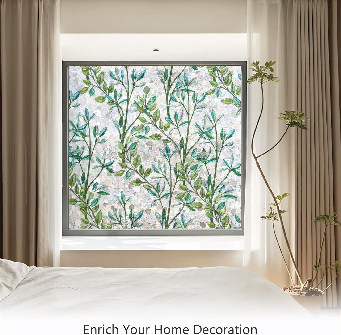 LEMON CLOUD Window Film, Decorative Window Privacy Film, Window Film Privacy Static Cling Frosted, Anti-UV Sun Blocker Heat Control for Home(Grayish Black, 17.5 x 78.7 inches)