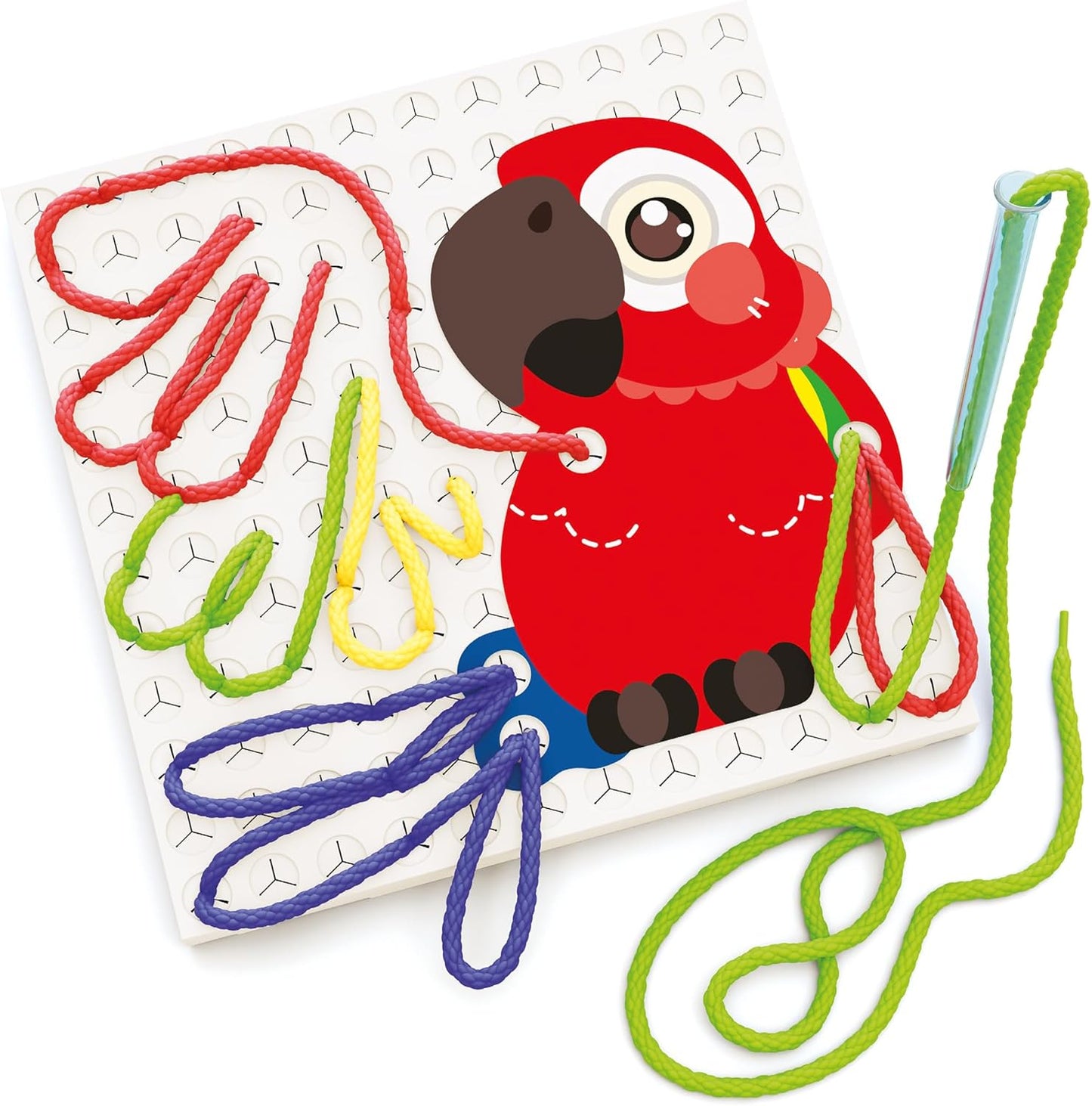 Quercetti Filo Play Set - A Novel Lacing Tool with 18 Pattern Templates to Create Art with String- for Ages 4 and Up (Made in Italy)