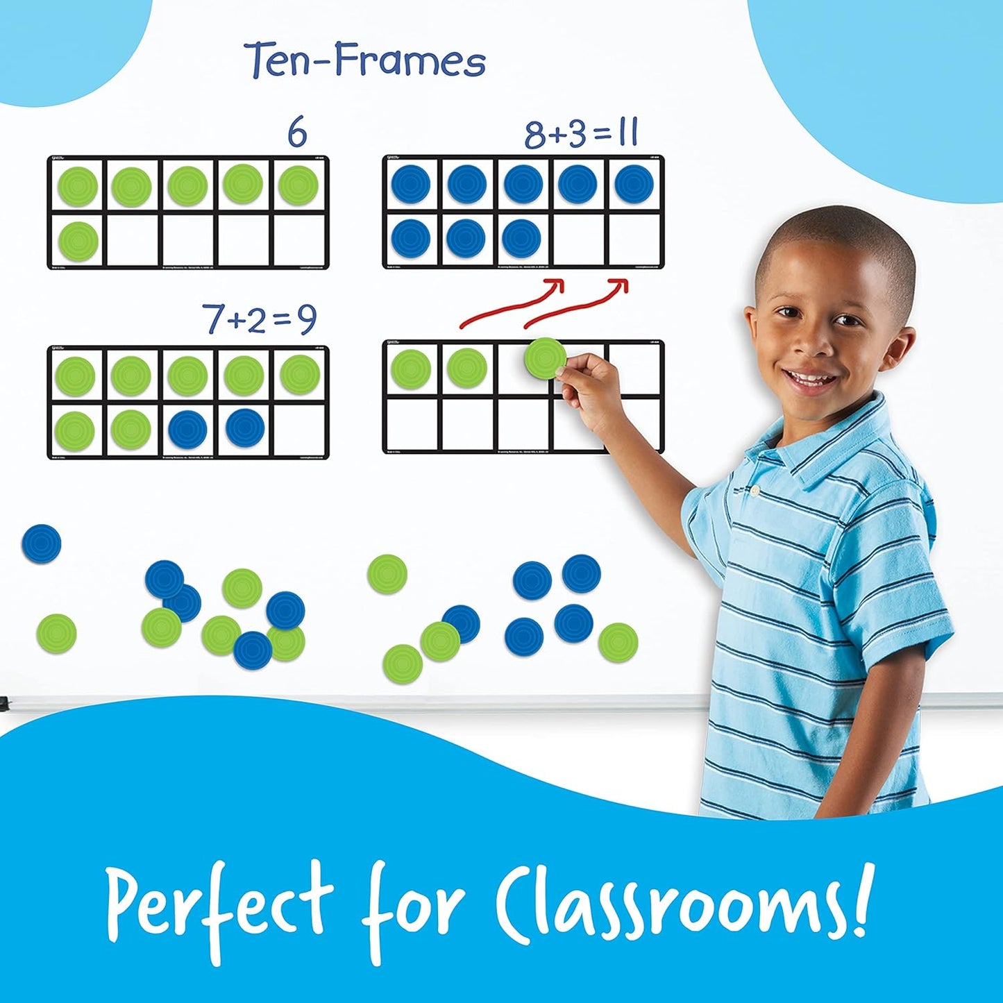Learning Resources Rainbow Ten-Frames Classroom Set, 140 Pieces - Math Tools for Students Ages 5+, School Supplies and Teacher Resources, Classroom Supplies