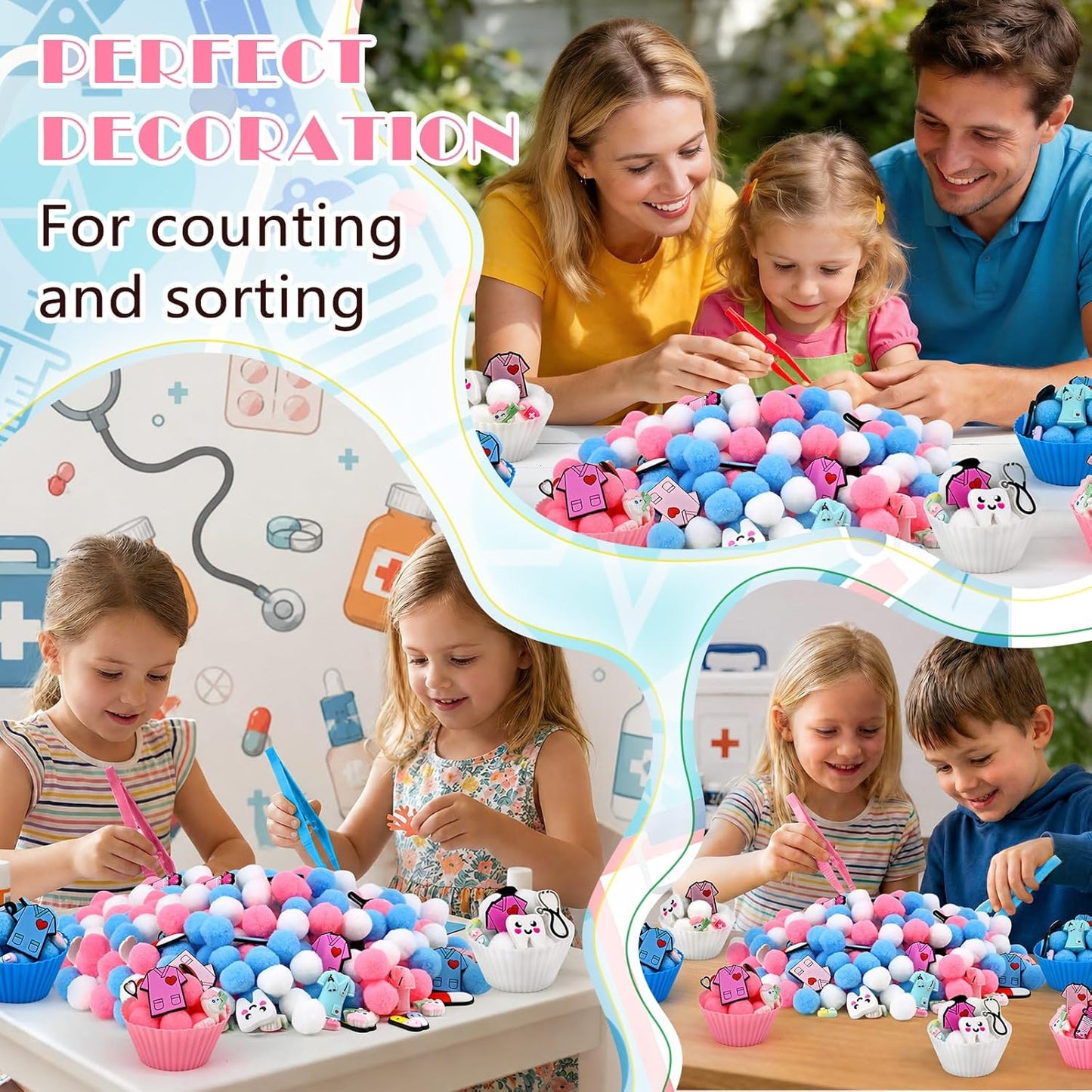 270 Pcs Numbers and Letters Sensory Bin Items Back to School Counting Sorting Sensory Bin Filler Fine Motor Numbers and Letters Geometric Figure Counts for Easter Spring Summer Sorting