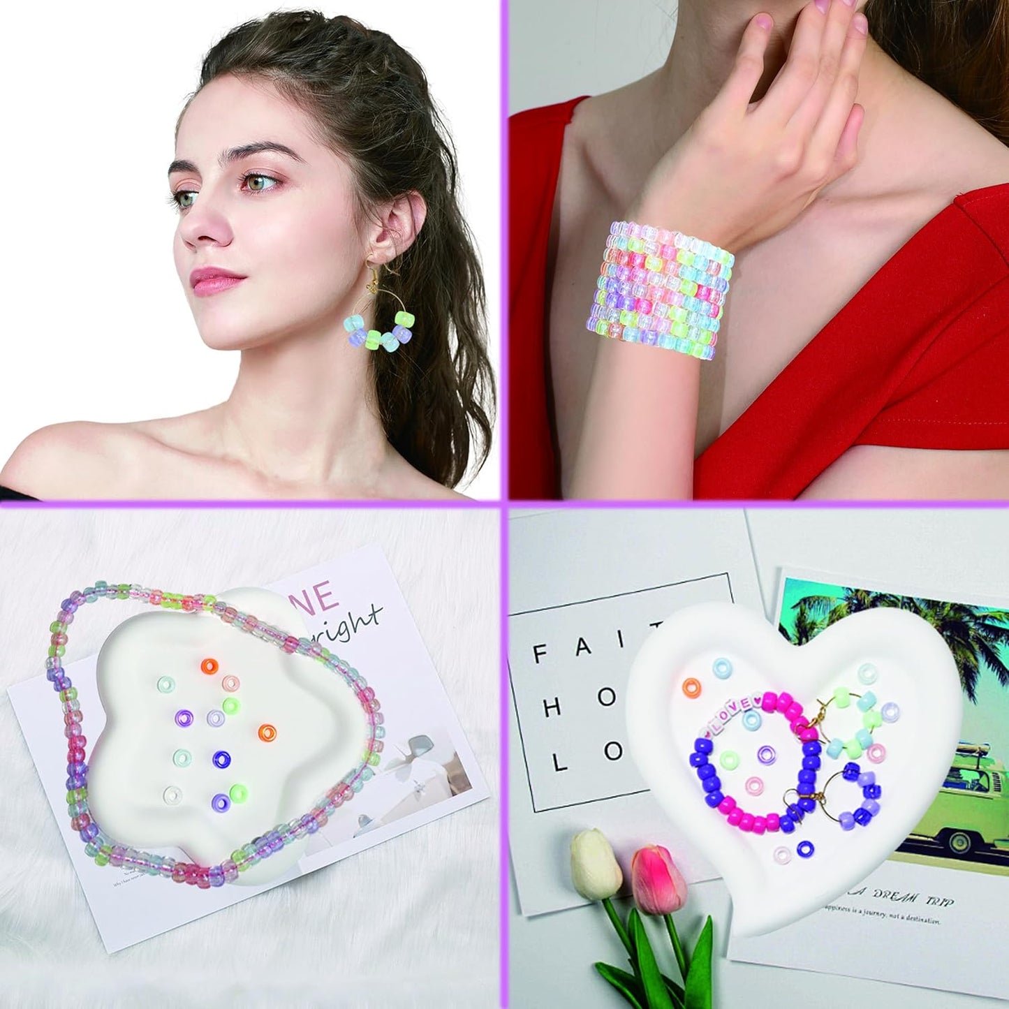 LIS HEGENSA Pony Beads Bulk,Kandi Kit for Necklace Jewelry Making Hair Braiding,Bracelets Making Kits,Hair Bead,Bracelet Beads,Plastic Bead for Crafts Braids Girls (12 Color,900PCS)