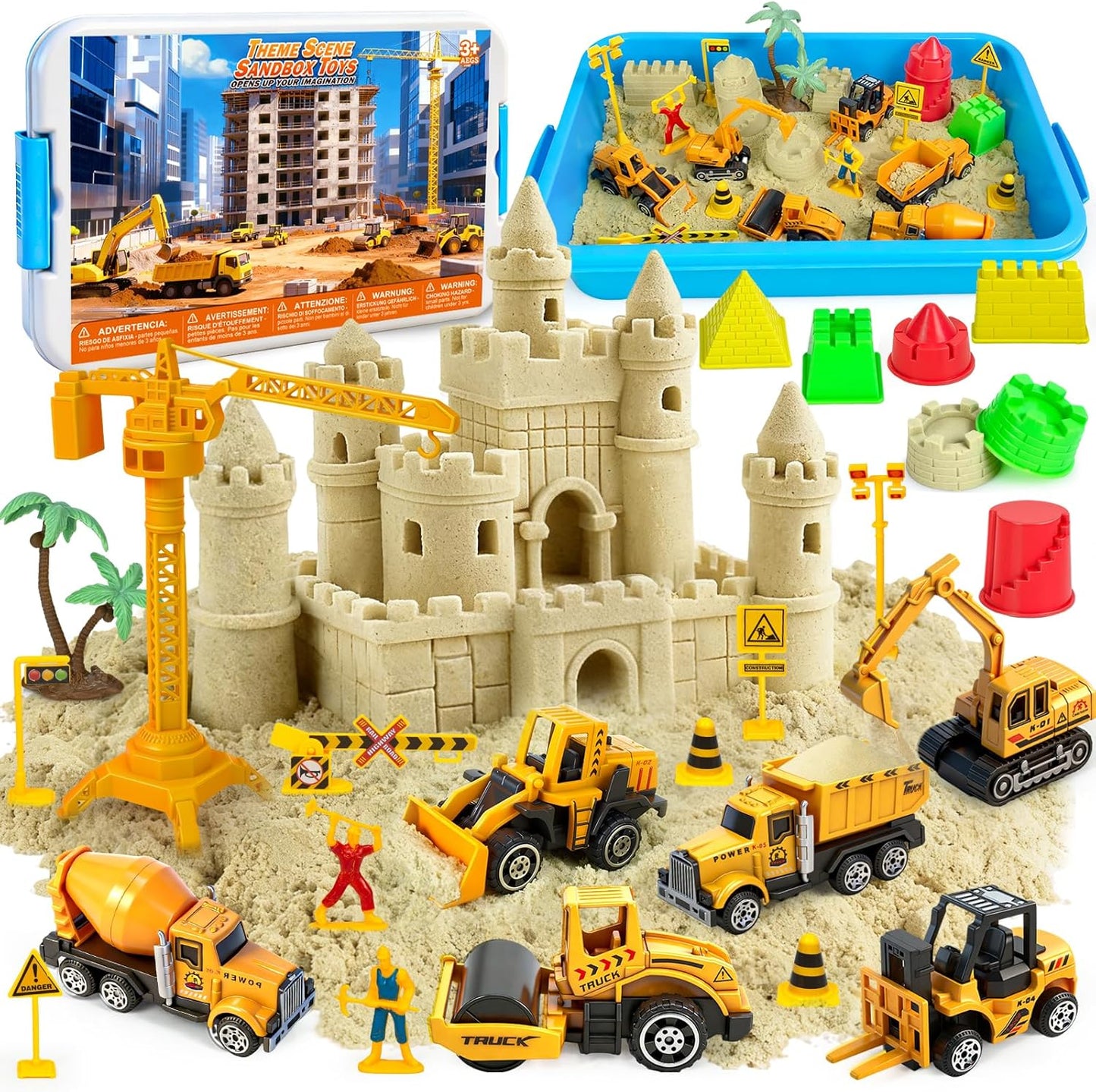 Play Sand Kit for Girls, Ice Cream Sensory Bin Sandbox, Creative Bake Shop with 2.2lbs Magic Sand, Ice Cream & Cake Models, Cleaning Tools, Pretend Beach Cake Stand Toys Gift for Toddler Ages 3-8