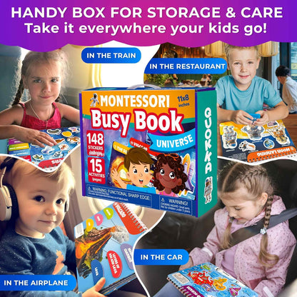 QUOKKA Montessori Busy Book for Toddlers 1-3 - Pre K Kids Learning Activities for Homeschooling - My Preschool Busy Book for Ages 3-5 - 15 Kids Educational Activities 2-4 Years