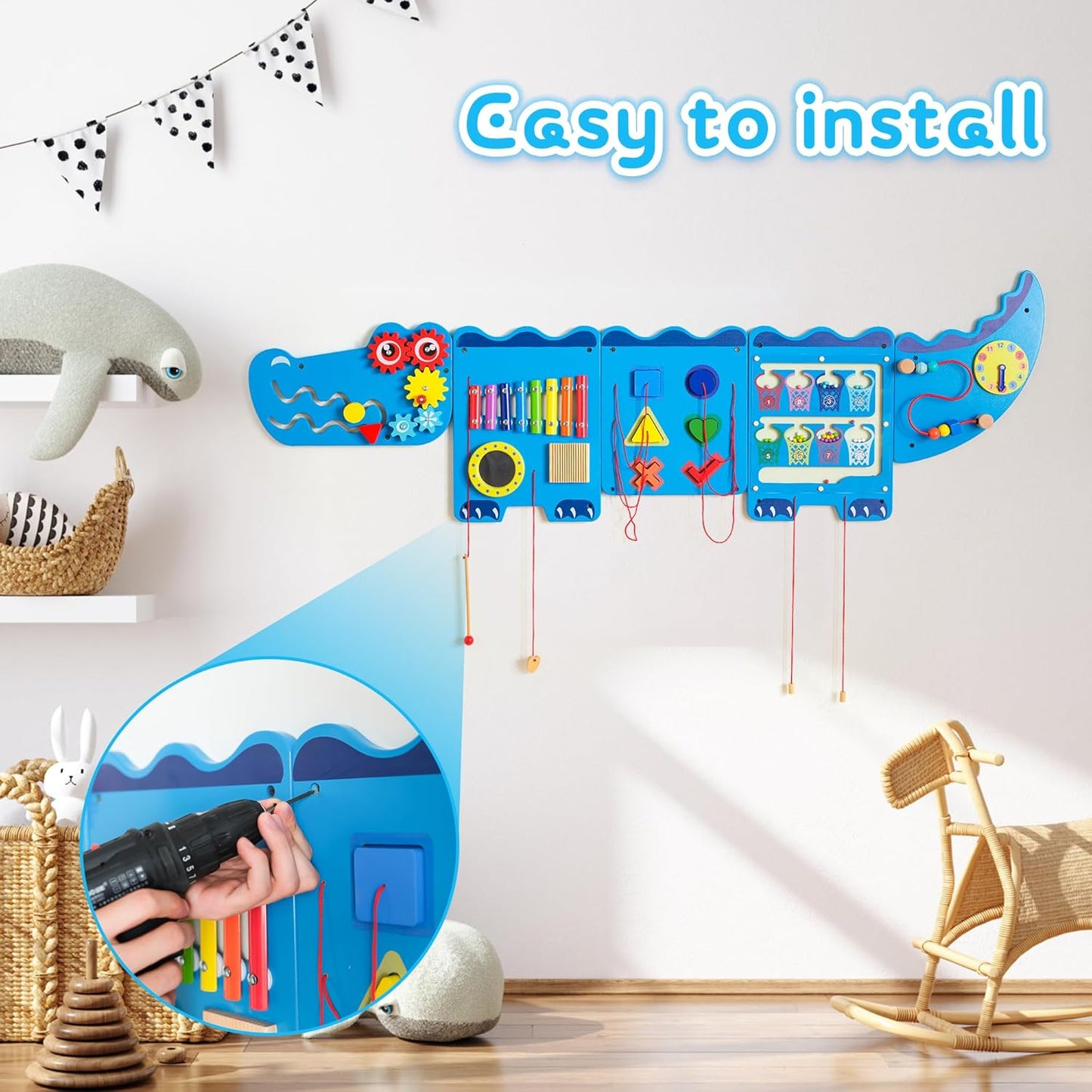 Unicorn Sensory Wall Panel for Kids - Activity Wall Busy Board Panels, Montessori Toddler Wall Activity Board, Wall Toys for Toddlers 3, Activity Cube, Perfect for Toddler Playroom, Pink