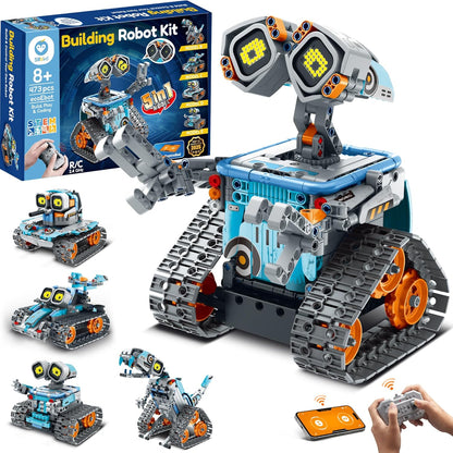Sillbird Robot Building STEM Kit with Remote Control for Boys Ages 8-14, Technic Coding Gifts for Kids Birthday, Buildable 5in1 Robotics Toy with 596 Pieces