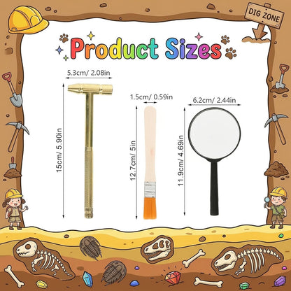 1 Set Dinosaur Dig Tools Kit: Archaeological Excavation Tool Set with Mini Hammer Chisel Brush Scraper Kit