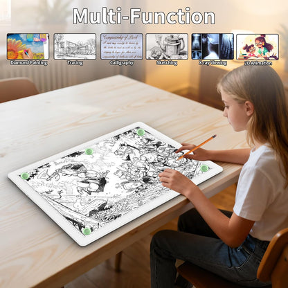 TOHETO Rechargeable A3 Light Pad for Diamond Painting, Ultra Bright Tracing Light Box for Drawing, Wireless Lightbox for Tracing and Drawing, Cordless Diamond Art Light Board for Sketching (Black)
