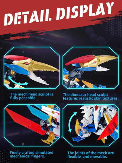TIALLOW Pterodactyl Robot 2 in 1 Building Toy Sets, Dinosaurs Mech Transforming Building Block Model, Mecha Action Figures Pterosaur Building Kits, for Boys, Adult Age 8-12 (Pterodactyl)