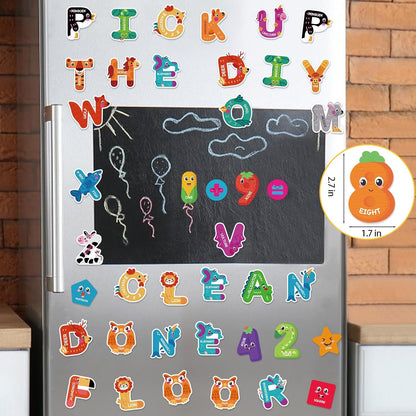 48Pcs Magnetic Letters and Numbers Fridge Magnets, 26 Uppercase Letters 0-9 Numbers Refrigerator Magnets Cute Animal Alphabet Magnets for Student School Learning Spelling
