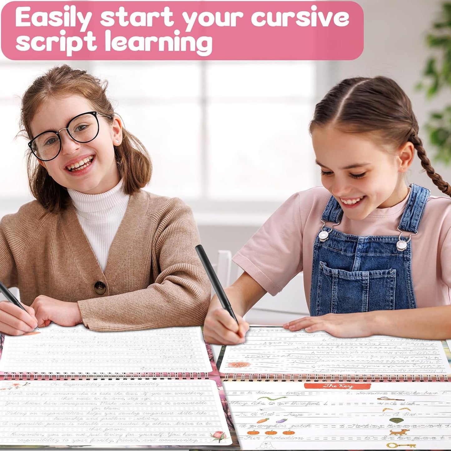 gisgfim 2 Pack Grooved Cursive Handwriting Workbook Magic Grooved Cursive Reusable Handwriting Practice with Disappearing Ink Pens Learning Activities Supplies (Jokes Riddles&Inspiring Quotes)