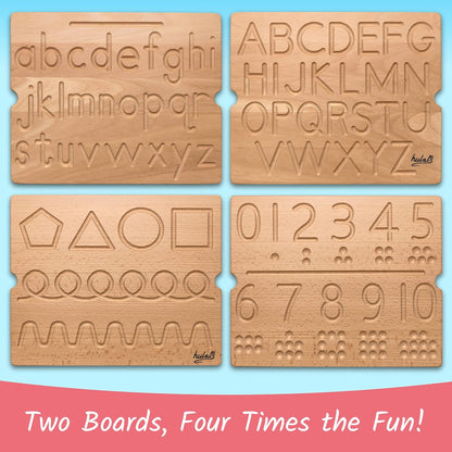 Hulats Learn to Write: Portable Wooden Alphabet Letter Tracing Sensory Pad Board - Toddler Writing Practice for Kids Age 3-5, Montessori Toys for 3+ Year Old, Letter Tracing for Kids 3-5 Writing Tools