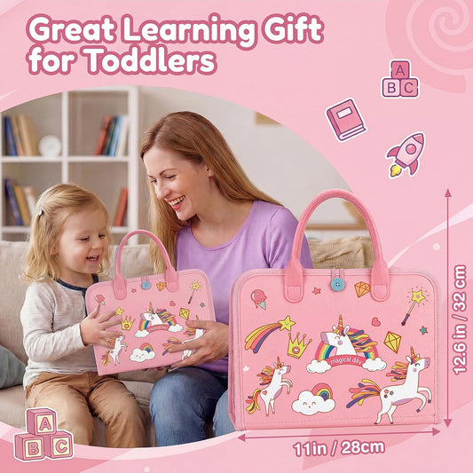 Toddler Busy Board Montessori Toys for Toddlers Girls 1-3 Year Old Birthday Gifts, Sensory Busy Book Learning Educational Activities, Airplane Car Travel Toy
