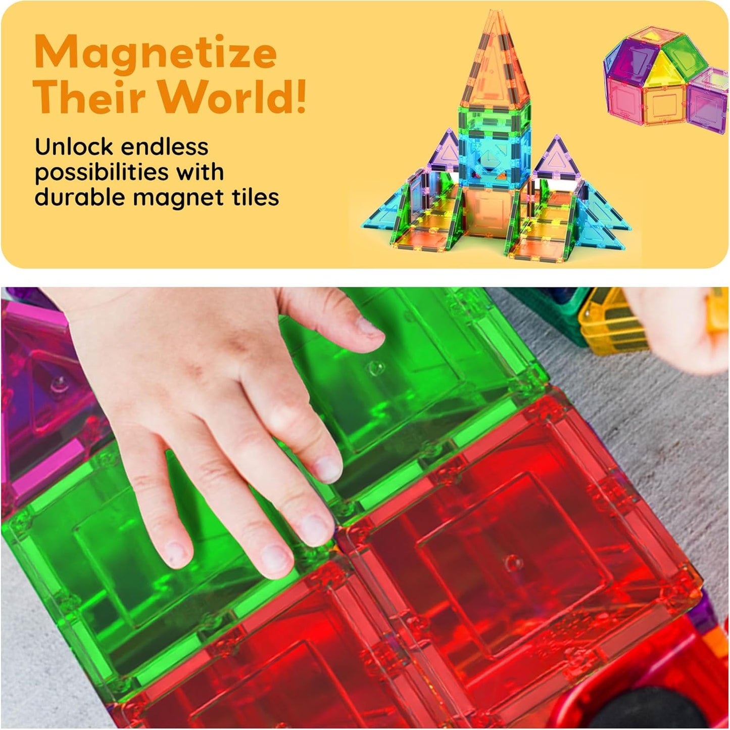 PicassoTiles Magnetic Building Block Set Geometry Shape Magnet Tiles Construction Toy STEM Learning Kit Educational Playset Playboard Pretend Play Stacking Blocks Child Brain Development PT16