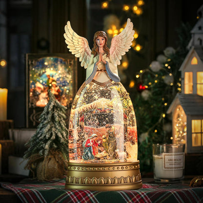 Snow Globe Lantern with Violin Girl – Shatterproof, Glitter Snowglobe 10 Songs Music Box, Led Light, USB or Battery Powered, for Girls Spring Day Gifts Birthday Home Decor Fall Decoration, Silver