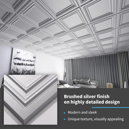Art3d PVC Ceiling Tiles, 2'x2' Plastic Sheet in Black (12-Pack)
