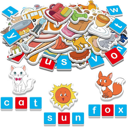 Quilinz CVC Magnets Word Games,Fridge Magnets for Kids, Magnetic Letters for Classroom, Toddler Alphabet Learning Toys, Speech Therapy Materials, Phonic Games for 3+,Kindergarten Classroom Must Haves