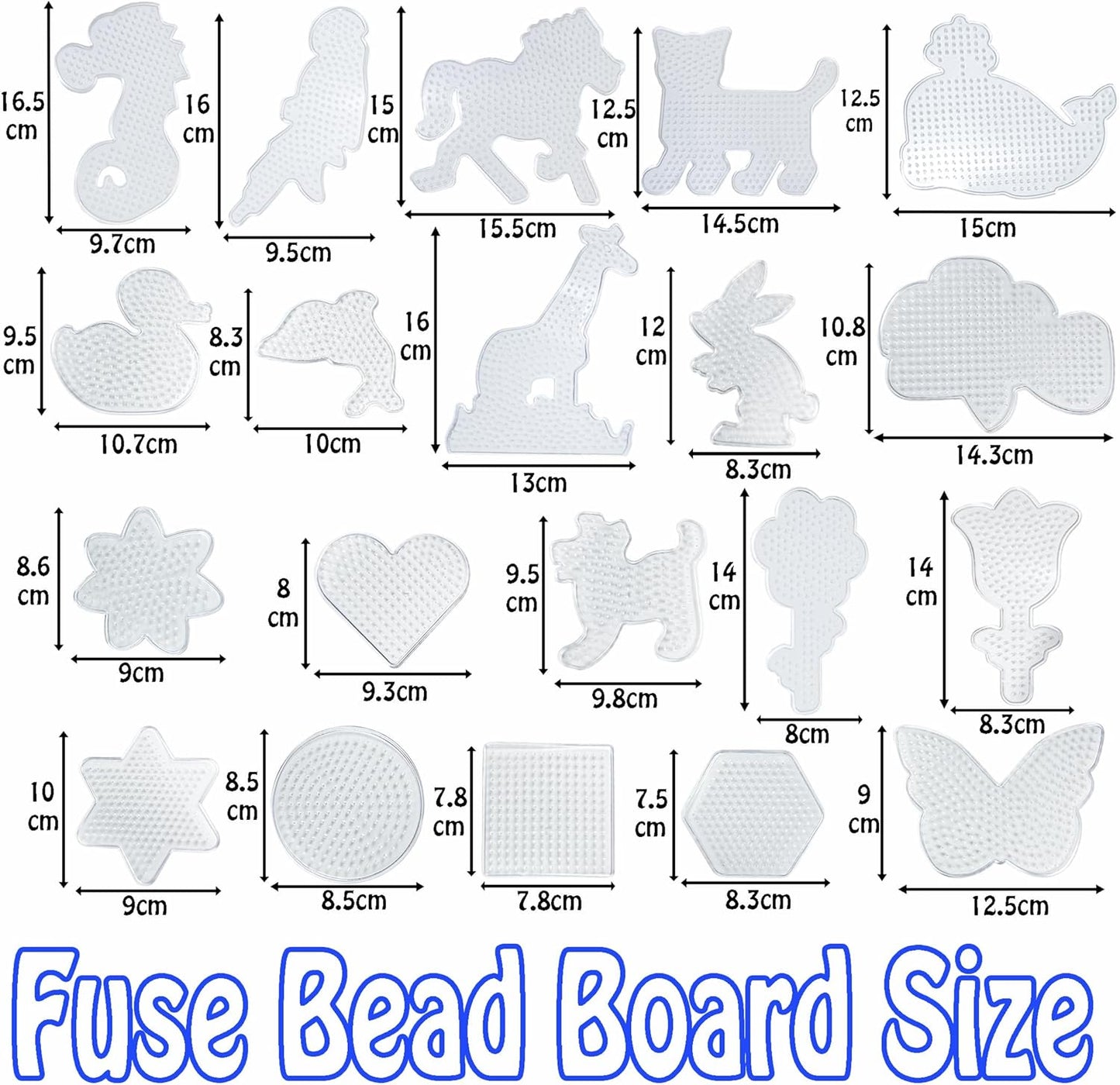 Yowamho 7pcs 5mm Fuse Bead Board - 7pcs Patterns, Squares Can be Pieced Together, Fuse Beads Pegboards is Suitable for DIY Crafts.