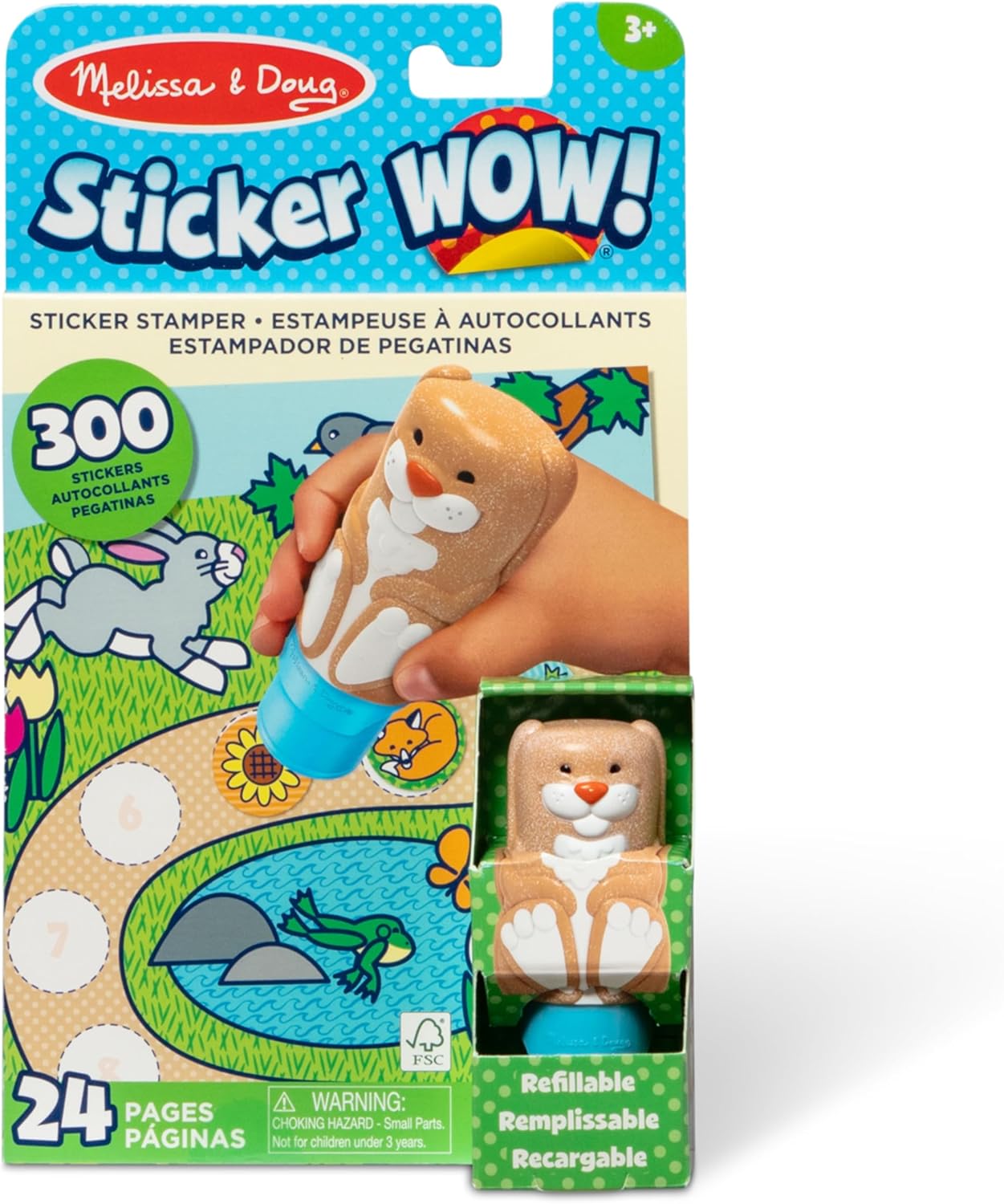 Melissa & Doug Sticker Wow!™ 24-Page Activity Pad and Sticker Stamper, 300 Stickers, Arts and Crafts Fidget Toy Collectible Character – Dog - for Kids Ages 3+ - FSC Certified