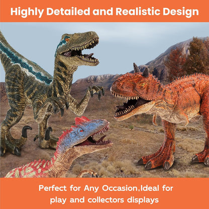 Zippytots 4 PCS Large Dinosaur Toys for Kids 3-5 Realistic Dinosaur Figures with Movable Parts & Learning Cards- Big Dino Toys for Kids 5-7 Ideal Gift for Toddlers Boys Girls Ages 3+