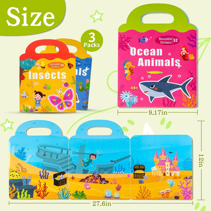 Magnetic Playset Portable Playboard, Cute Farmhouse Animal Reusable Magnets Sticker Books for Toddlers 3-5 Years, 34 PCS Refrigerator Magnets for Kids Girls Boys Perfect Preschool Learning Travel Toy