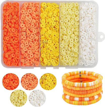 3500pcs Pink Clay Beads for Bracelets Making Kit, 6mm Heishi Polymer Flat Round Disc Clay Beads for Jewelry Making Pink