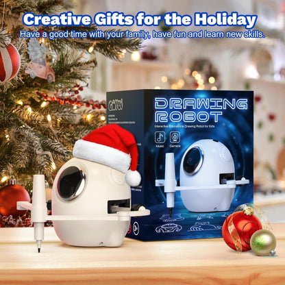 Drawing Robot for Kids with 150 Cards, Camera Recognition Interactive Educational Drawing Kit for Kids, Montessori Painting Learning Toys for 3-8 Year Old Boys Girls Birthday Party Gift