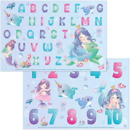 Bright Seed Disposable Placemats for Baby, Toddlers and Kids, Animals ABC & Numbers, 40 Disposable Baby mats for Restaurant, Dining Table & Travel, Learning Placemats for Kids, Toddler Travel