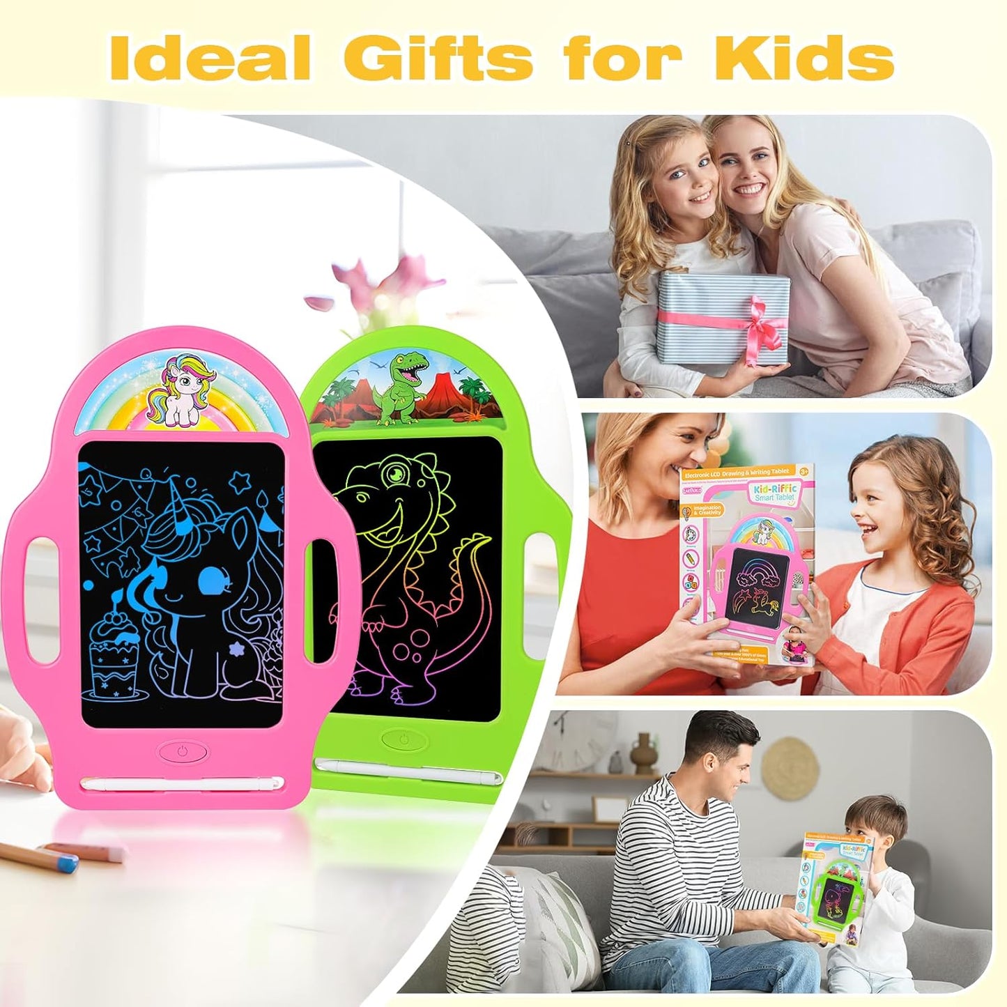 Unicorn 8.5 Inch LCD Writing Tablet for Kids 2-6, Drawing Tablet Doodle Board with Handle, Travel Car Toy for Girls, Educational Sketch Pad Birthday Christmas Gift
