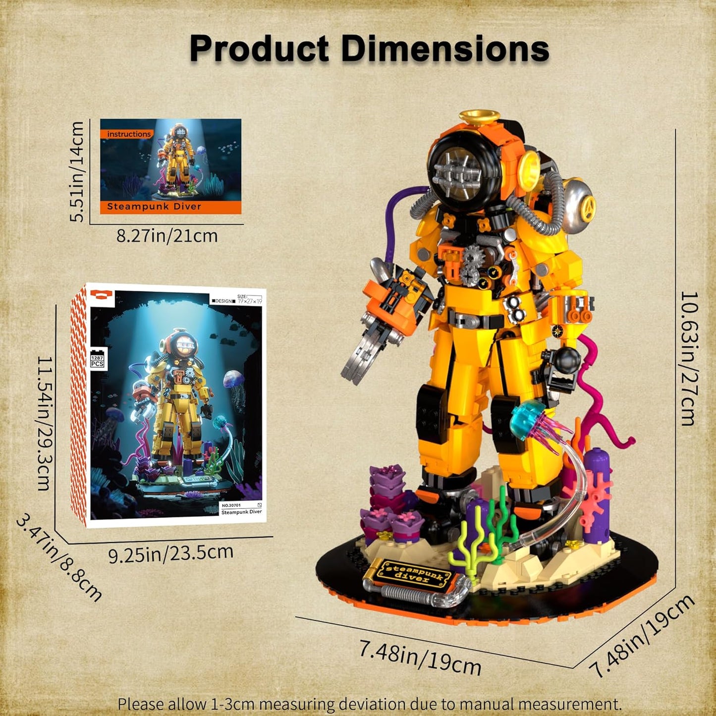 Building Toys Set, Deep Sea Steamship Buildings Blocks for Adults, Teens 14+, Creative Model Building Kits Birthday Home Office Decoration, 740PCS