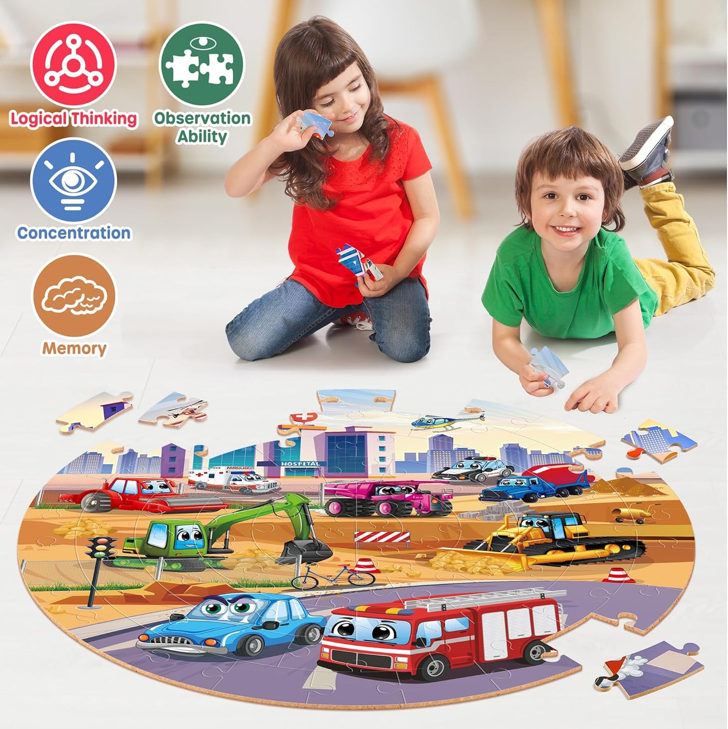 SYNARRY Solar System Floor Puzzles for Kids Ages 4-8, Large 70 Piece Jigsaw Puzzles for Kids Ages 4-6, Space Planet Astronaut Toys Puzzles, Preschool Learning Toys, Easter Basket Stuffers for Boy Girl