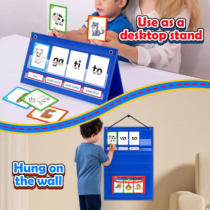 Torlam Blends & Digraphs Pocket Chart, Onset Rime Phonics Games Sight Word Flash Cards, Educational Spelling Reading Learning Blending Board, Elementary Kindergarten Classroom Teachers Must Haves