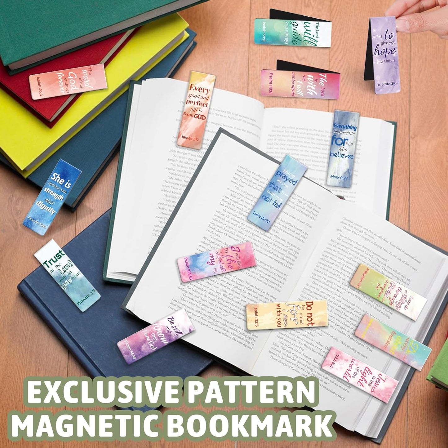 Magnetic Bookmarks - Tumwisk 24PCS Bible Bookmark Christian Bookmarks Cross Bookmark Book Magnets, Magnetic Cross Page Holders for Bibles Study, Religious Gifts for Teacher Students Book Lovers