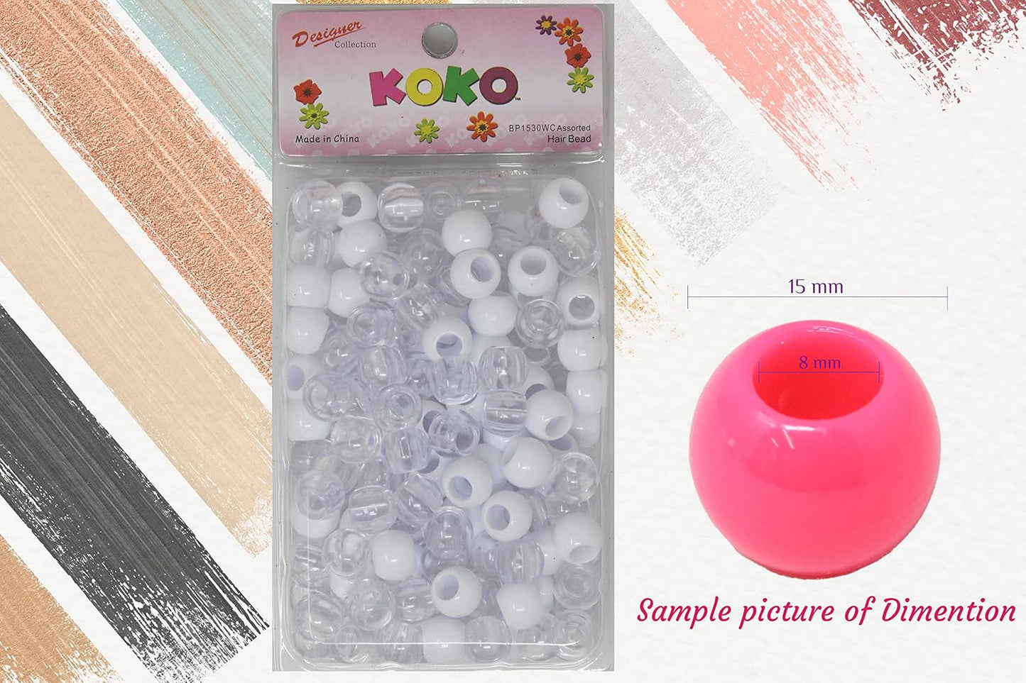 160PC 12x15 mm Premium Wholesale Pony Beads, Bracelet Cool Beads, Beads for Hair Braids, Beads for Kids Crafts, Plastic Beads, Hair Beads for Braids for Girls