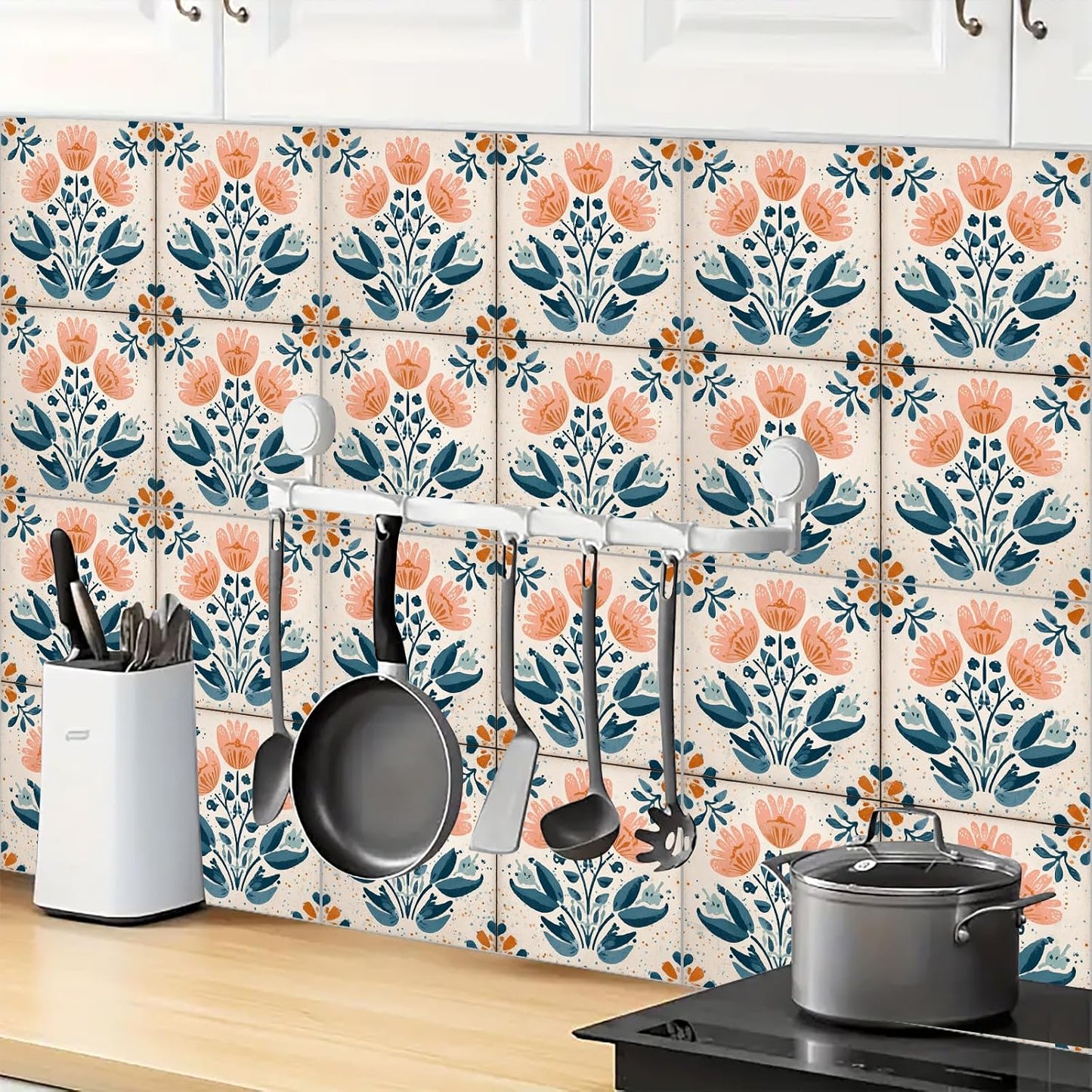 Wall Tiles Peel and Stick 12x12 Inch Ocean Coral Fish Pattern Vinyl Stickers Self Adhesive Tiles for Kitchen Bathroom Shower Laundry Room Aquarium Theme Home Renovation DIY Decor