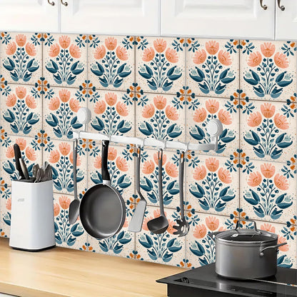 Wall Tiles Peel and Stick 12x12 Inch Ocean Coral Fish Pattern Vinyl Stickers Self Adhesive Tiles for Kitchen Bathroom Shower Laundry Room Aquarium Theme Home Renovation DIY Decor