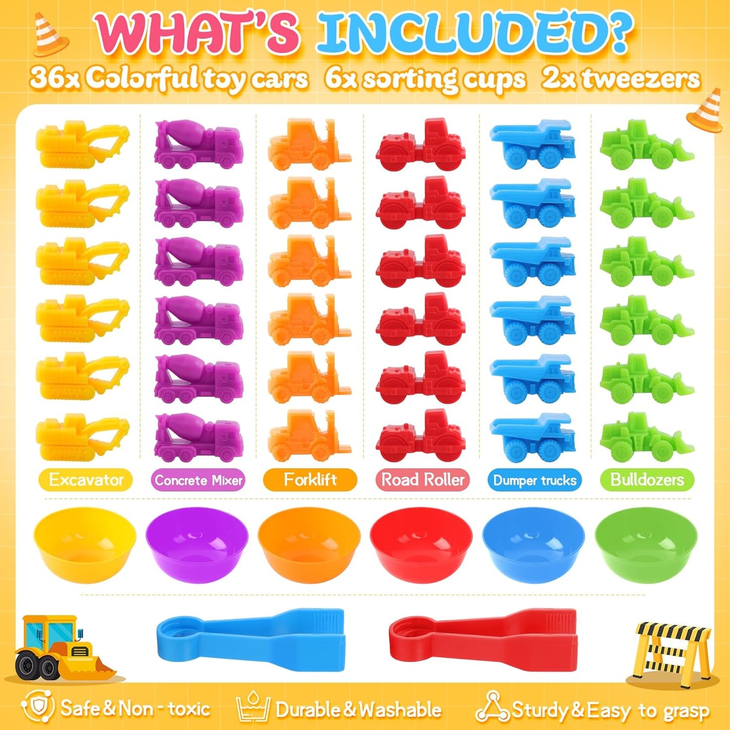 RAEQKS Counting Sorting Toys Matching Stacking Toys with Bowls Preschool Learning Activities Educational Sensory Game Montessori STEM Toy Daycare Sets Animals Gifts for Toddlers Kids Boys Girls