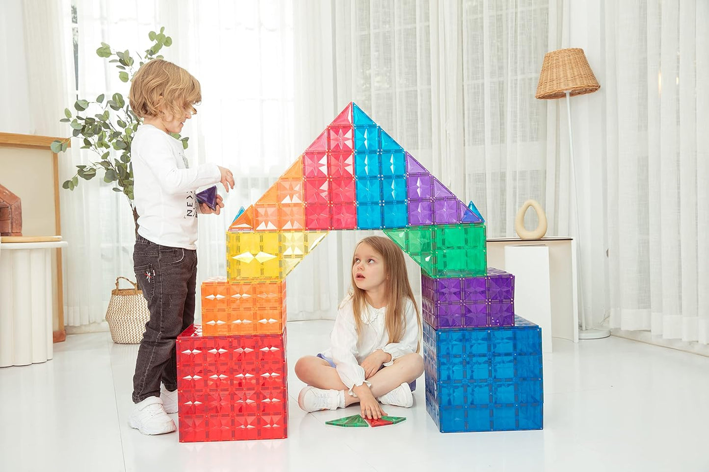 MEGAGONTILES Marble Run Magnetic Tiles Set 120PCS | STEM-Authenticated Magnetic Building Blocks with Marble Track Pieces | Educational Construction Toy for Kids Ages 3–8 (Boys & Girls)