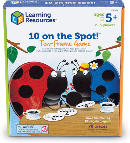 Learning Resources 10 on the Spot Ten Frame Game - Math Manipulatives, Board Games for Kids, Number Cards, Toddler Montessori Counters, STEM Toys for Classroom, Party Gifts for Boys and Girls