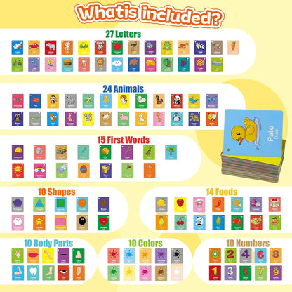 Toddler Learning Flash Cards, 60 PCS Double Sides Flashcards for Alphabets, Numbers, Colors, Shapes, Sight Words, Baby Cognitive Flashcards for Kids, Preschool Kindergarten Learning Activities