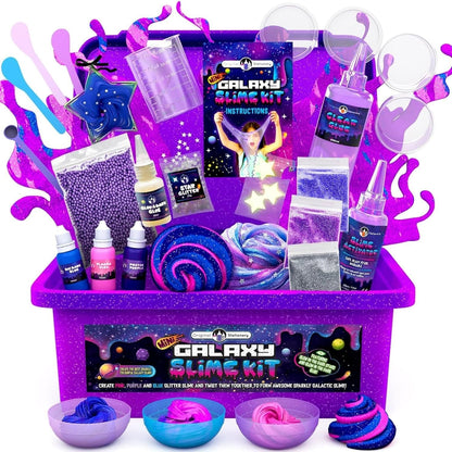 Original Stationery Galaxy Slime Kit for Kids Ages 8–12, DIY Space Slime Set with Glow-in-The-Dark Stickers & Galactic Glitter, Fun Cosmic Craft for Creative Play, Birthday Gift for Boys & Girls