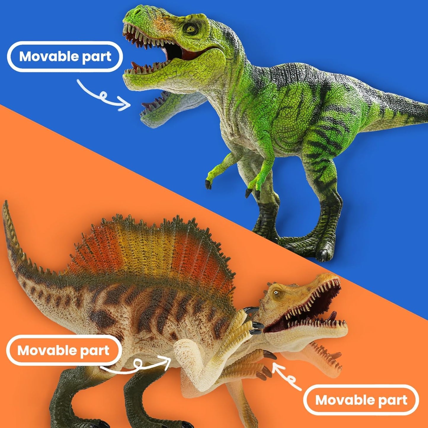 Zippytots 4 PCS Large Dinosaur Toys for Kids 3-5 Realistic Dinosaur Figures with Movable Parts & Learning Cards- Big Dino Toys for Kids 5-7 Ideal Gift for Toddlers Boys Girls Ages 3+
