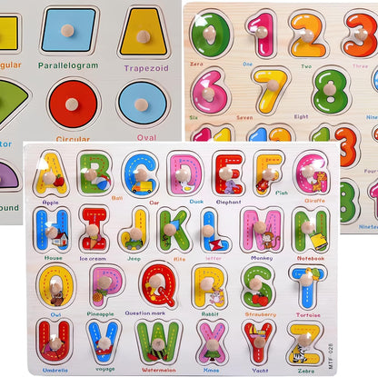 Numbers Puzzle Wooden for Toddlers 3+ Years Old - Montessori Number Learning Toy with Sorting Board & 123 Blocks - Preschool Educational Toy for Boys & Girls - Color & Counting Recognition