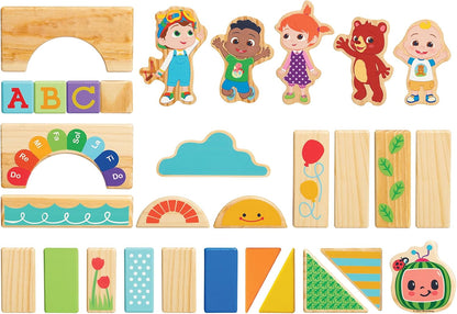 CoComelon 51-piece Classic ABC Wooden Block Set, Preschool Building Toys, Learning and Education