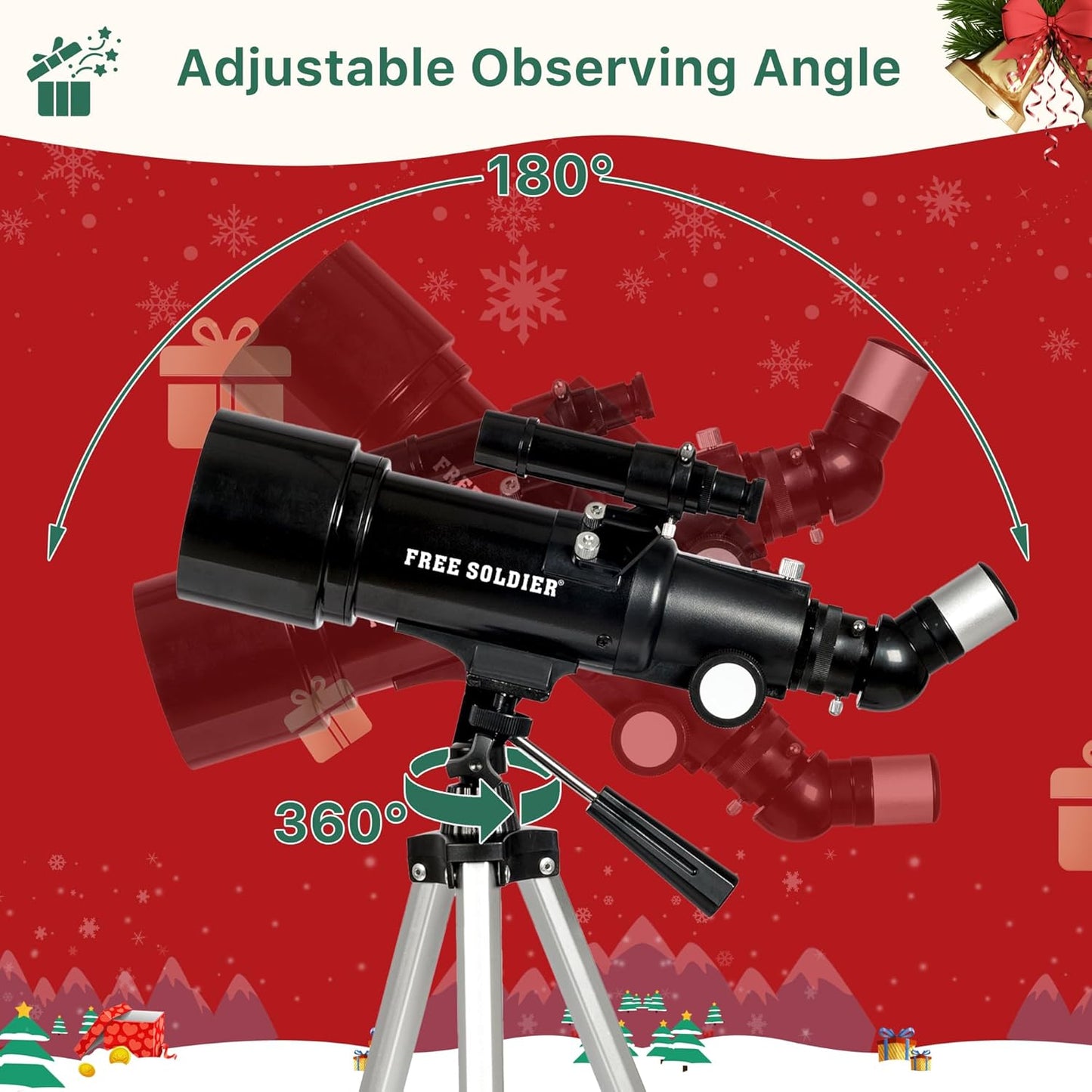 FREE SOLDIER Telescope for Kids 70mm Aperture Astronomical Refractor Telescopes for Beginners (15X-150X) 300mm Telescope for Adults High Powered with A Phone Adapter & A Wireless Remote (White)