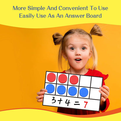 Magnetic Ten-Frame Set, 6 Frames & 66 Colorful Star-Shaped Counters Ten Frame Math Games Manipulative Counting Toys for Kindergarten Preschool, 6 Colors & 2 Markers (Fridge & Hand-held)